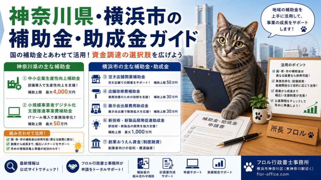 神奈川県・横浜市の補助金・助成金ガイド｜フロル行政書士事務所