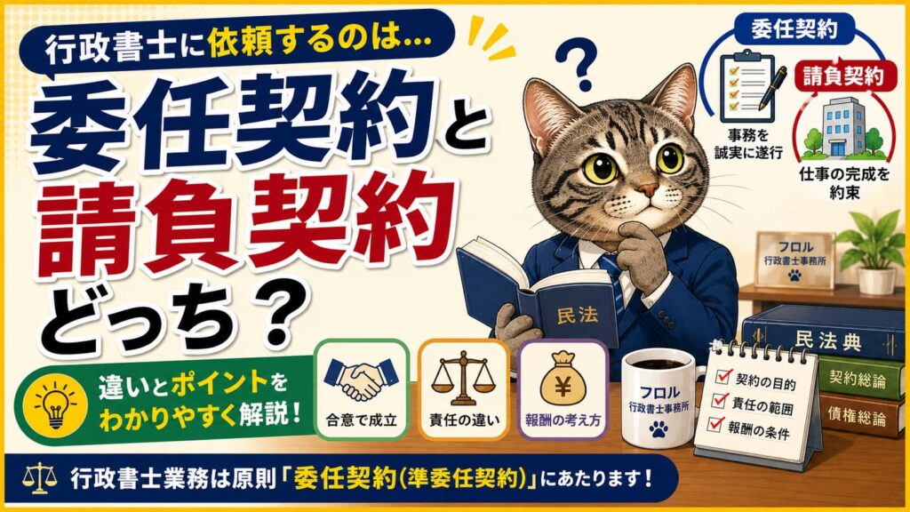 委任契約と請負契約の違い、行政書士業務にどう関わるか｜フロル行政書士事務所