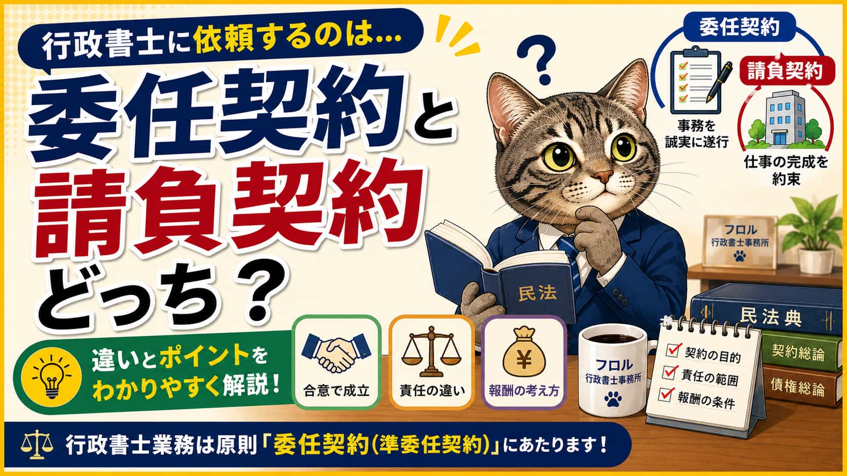 委任契約と請負契約の違い、行政書士業務にどう関わるか|フロル行政書士事務所