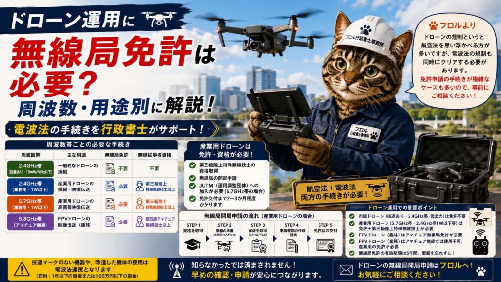 ドローン運用に無線局免許は必要？｜フロル行政書士事務所