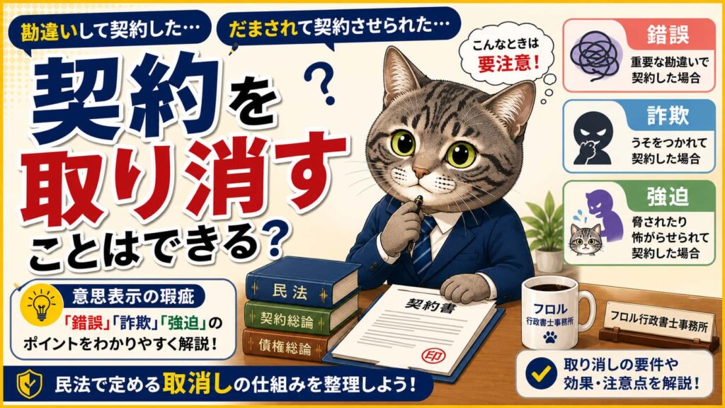 錯誤・詐欺・強迫とは？意思表示の瑕疵と契約の取消し｜フロル行政書士事務所
