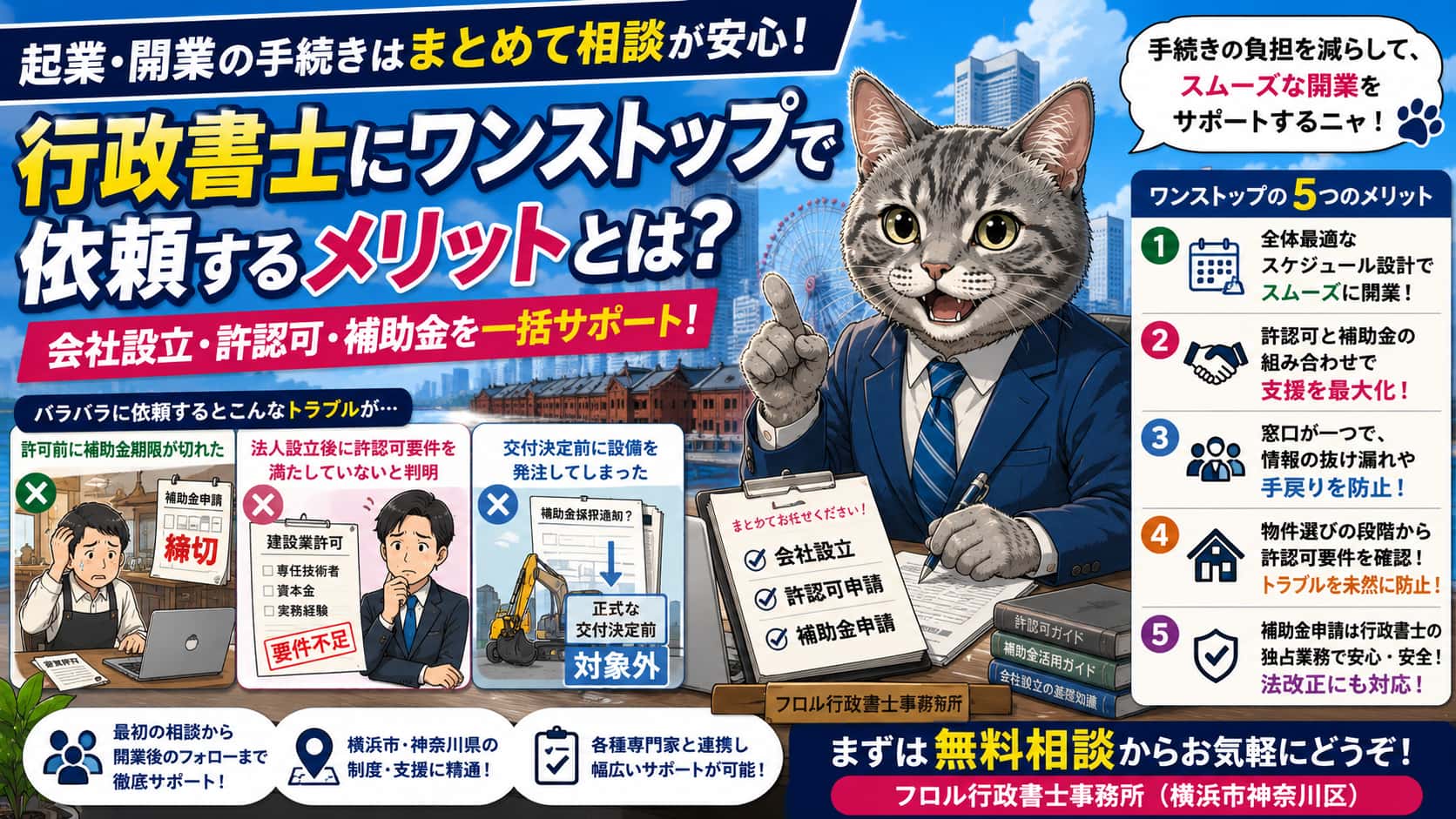 会社設立・許認可・補助金を行政書士にまとめて依頼するメリットとは？｜フロル行政書士事務所