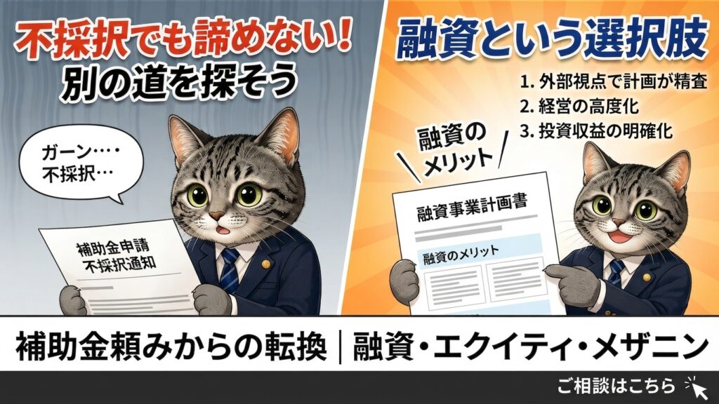 補助金が不採択でも終わりじゃない。融資・エクイティという選択肢｜フロル行政書士事務所