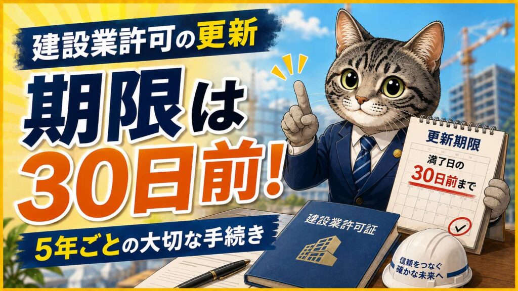 建設業許可の更新手続きの流れを説明するイメージ画像