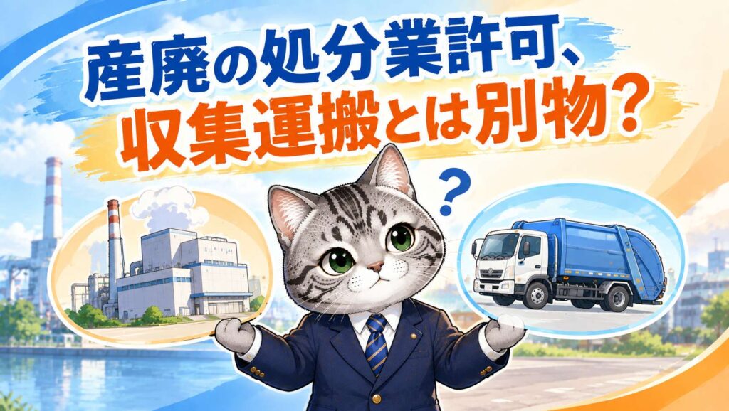 産業廃棄物処分業許可と収集運搬業許可の違いを説明するフロル行政書士事務所のイメージ画像