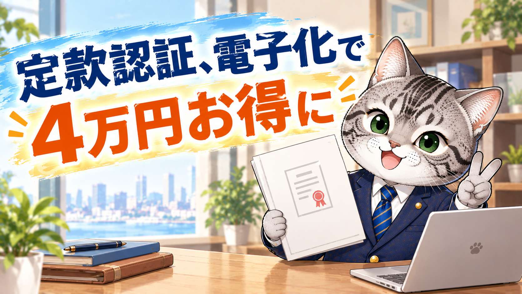 定款認証と電子定款による費用節約について解説するフロル行政書士事務所のブログ記事サムネイル